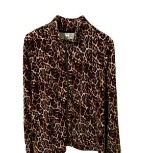 T&O Leopard Print Super Soft Zippered Lightweight Jacket L